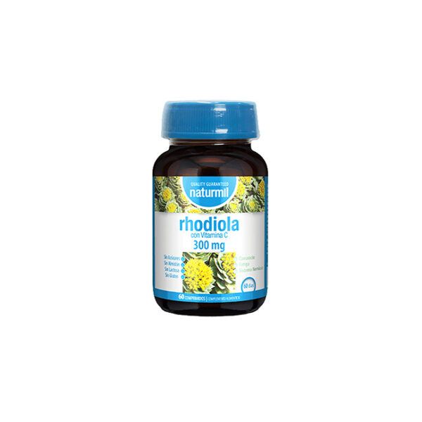 rhodiola con vitamina c en frasco de cristal con 90 comprimidos
