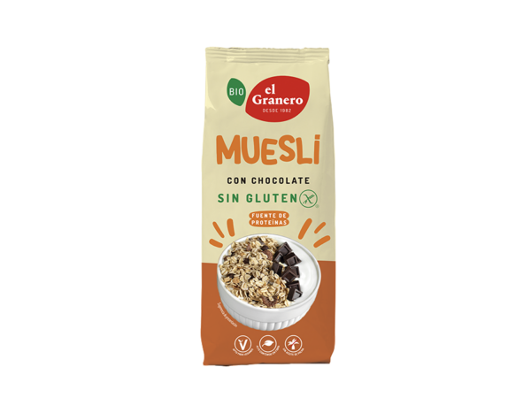 Muesli con Chocolate Sin Gluten Bio, 375 g