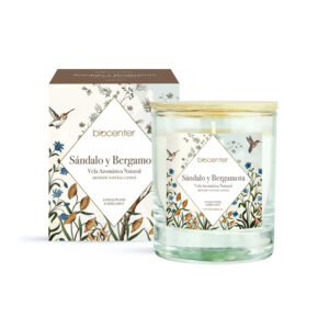 BIOCENTER Vela natural de cera de soja - SÁNDALO Y BERGAMOTA - 200 g