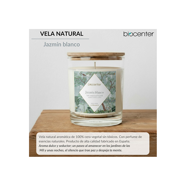 Vela natural de cera de soja - JAZMÍN BLANCO Biocenter - Imagen 3