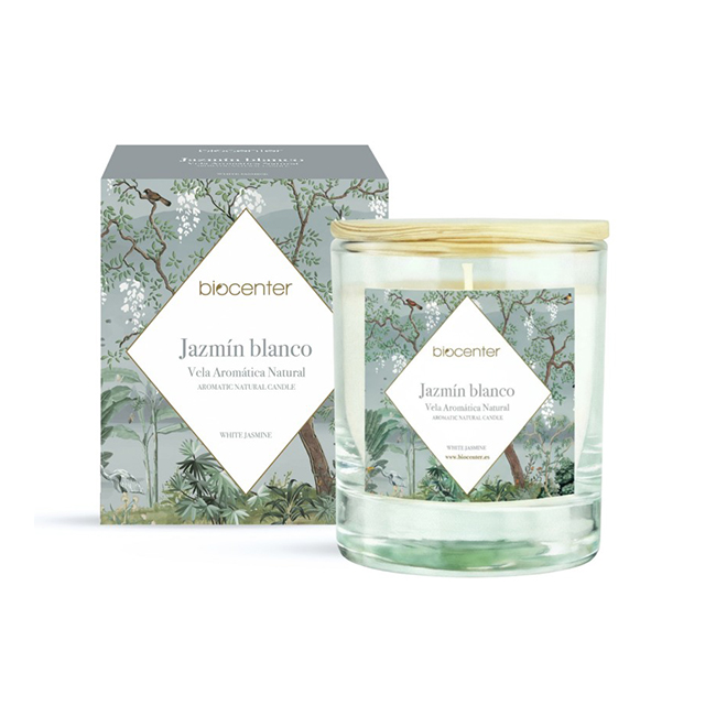 Vela natural de cera de soja - JAZMÍN BLANCO Biocenter